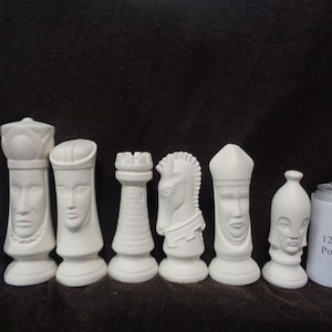 Ceramic Bisque 32 Piece LARGE Duncan Chess Set - Ready to Paint - UNPAINTED - E341