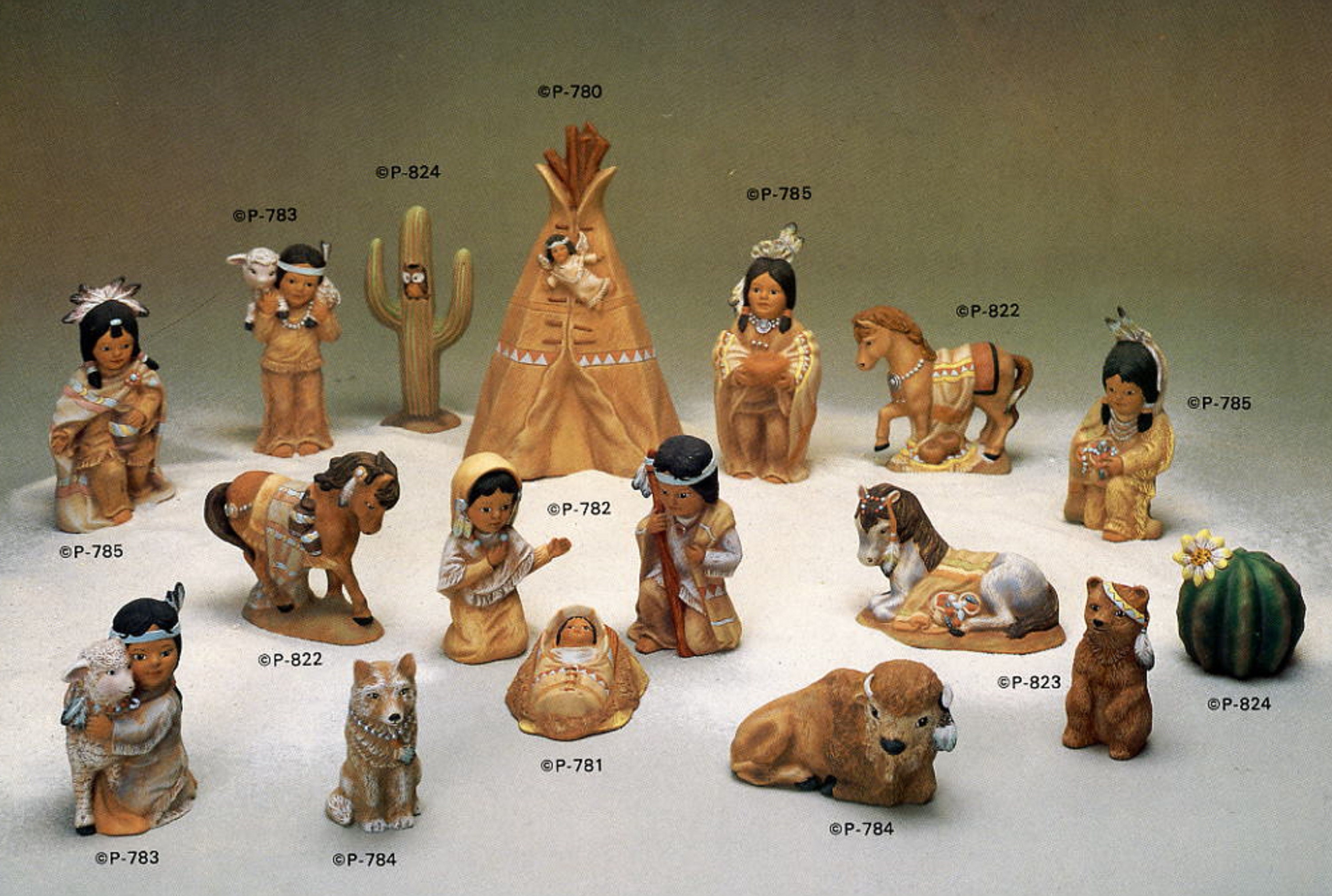 Ornements De Crèche En Bisque Céramique à Peindre - 11 Pièces - Alberta Molds (USA)