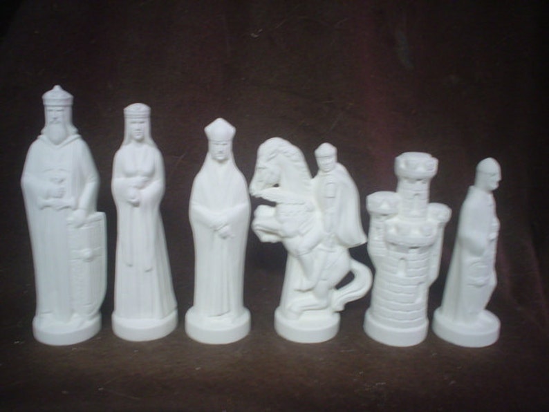 Ceramic Bisque Alberta 32 Piece Chess Set Unpainted Etsy