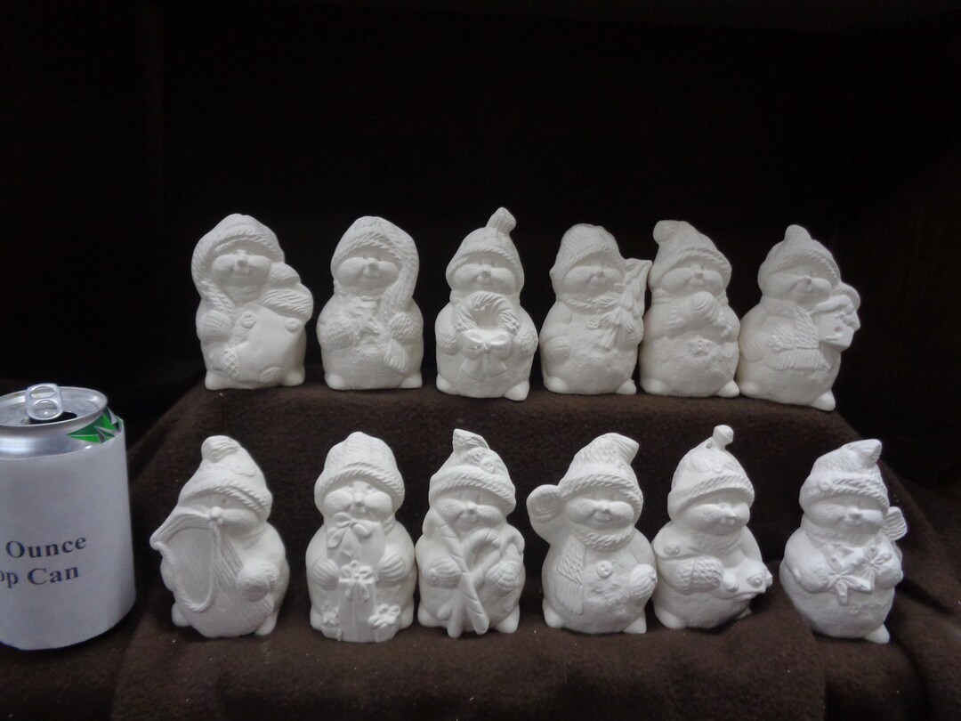 12 Ceramic Bisque Ornaments 4.5 Snowmen Ready to Paint D602 Etsy