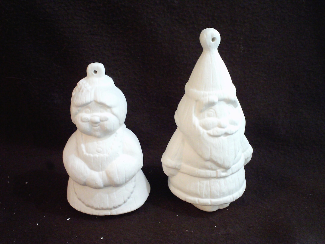 Ceramic Bisque Ornaments 4.5 & 5 Mr. and Mrs. Santa Ready to Paint