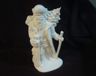 Ceramic bisque 9" Santa with Staff & Basket - Ready to Paint - E767