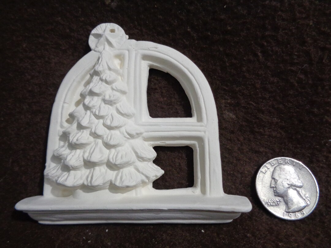 Ceramic Bisque Ornament Tree by Window flat Ready to Paint F184 Etsy