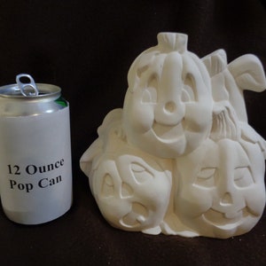 6.5 Tall Ceramic Bisque Jack-O-Lanterns Pumpkins 3 on front & 3 on back Ready to Paint E670 image 1