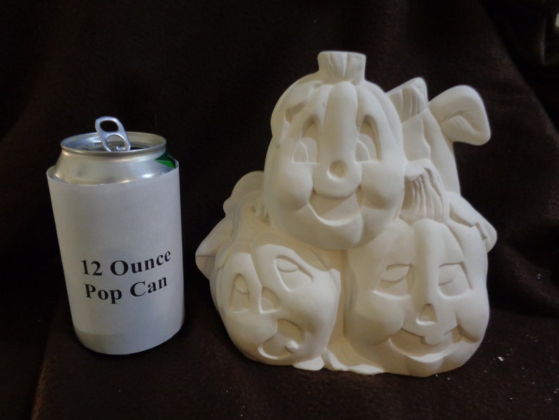 6.5 Tall Ceramic Bisque Jack-O-Lanterns Pumpkins 3 on front & 3 on back Ready to Paint E670 image 1