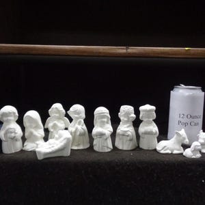 Ceramic Bisque 11-Piece Small CJ Children&#39;s Nativity Set - Pieces from 1&quot; - 3 1/4&quot; Tall - No Stable- Unpainted - Ready-to-Paint -C746