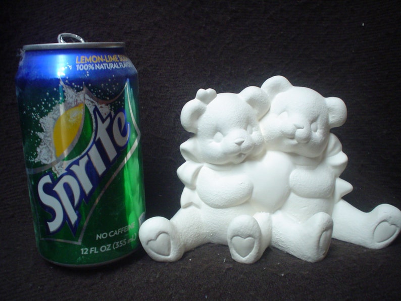 Ready to Paint Ceramic Bisque 4.5 X 6.5 Cuddle Bears with Heart Valentine C363