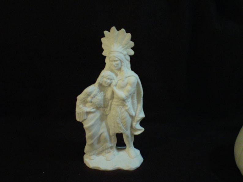 Ready to Paint Ceramic Bisque 8 Indian Native American Chief with Squaw Woman E683