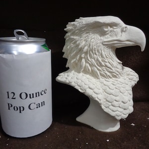 Ceramic Bisque Bird: 6&quot; Eagle Head Bust - Ready to Paint - C738