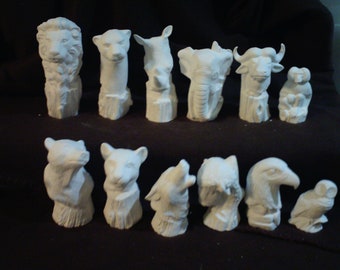 Ceramic Bisque Doc Holliday 32 Piece African Vs American Wildlife Unpainted - Ready-to-Paint - C715