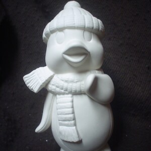 Ceramic Bisque Bird: 6&quot; Penguin with Scarve- Ready to Paint - C329