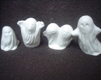 4 Ceramic Bisque 1.5" - 2.5" Small ghosts - Ready to Paint - E246