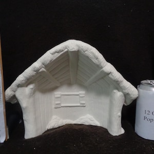 Ceramic Bisque Stable - 9.5" tall, 12.5" wide, 4.25" deep Stable - Will Fit Figures up to 7" tall - E659