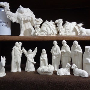 Ceramic Bisque 15 Piece MEDIUM  Riverview Nativity Set - NO STABLE - Unpainted - Ready-to-Paint - C622