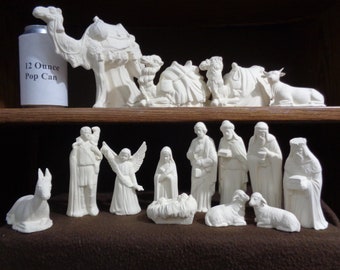 Ceramic Bisque 15 Piece MEDIUM  Riverview Nativity Set - NO STABLE - Unpainted - Ready-to-Paint - C622