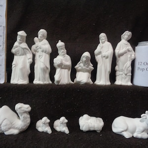 11-Piece-Ceramic-Bisque-Ceramichrome-Nativity-Set- Figures from 1 1/4&quot; - 6&quot; Tall - Ready-to-Paint -C676