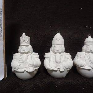 Ceramic Bisque Ornament - 3 4" Roly Poly Nutcrackers - Ready to Paint - D567
