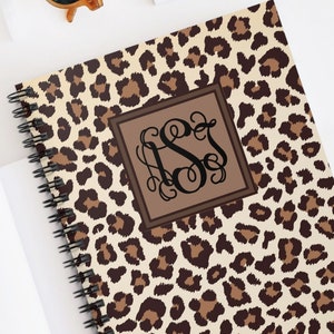 Monogrammed and Personalized Spiral Leopard Notebook Journal Ruled Line Monogram Notebook Leopard Notebook Leopard Journal image 1