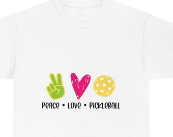 Peace - Love - Pickleball Heavy Cotton Tee - Pickleball T- shirt