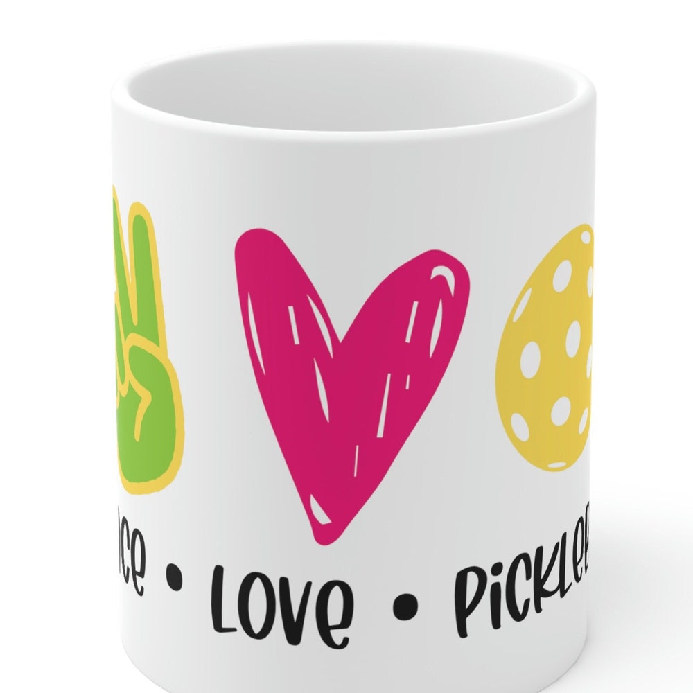 Mug - Peace - Love - Pickleball Ceramic Mug 11Oz - Ceramic Mug - Mug - Coffee Mug - Pickleball Mug Moderndaydecors