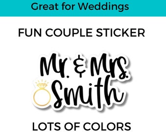 Couple Sticker - Water Bottle Sticker - Name Stickers - vinyl name stickers - stickers - Mr. & Mrs. Sticker - Wedding Sticker Decals