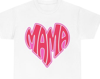 Mama Heart Cotton T Shirt - Mama Valentine T-shirt - Unisex Heavy Cotton Tee - Valentine T Shirt