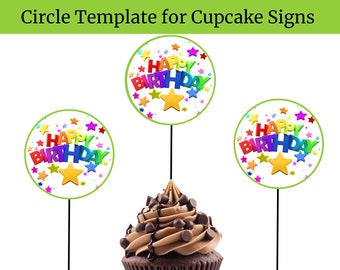 Editable Printable 2" Circle Template for Canva - Party and Cupcake Signs -  Instant 2" Circle Template - Circle Template - INSTANT DOWNLOAD