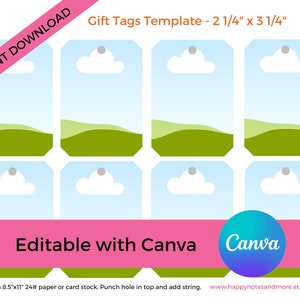 Modèle d'étiquette cadeau imprimable modifiable pour Canva - Modèle d'étiquette cadeau instantané - Modèle d'étiquette cadeau - TÉLÉCHARGEMENT IMMÉDIAT