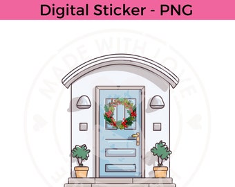 Pegatina digital de la puerta principal de vacaciones - Puerta de vacaciones PNG - Descarga digital - Archivos PNG - PNG digital - Pegatinas del planificador - Descarga instantánea