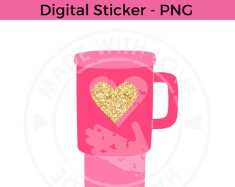 Pink Stanley Tumbler Digital Sticker - Pink Stanley PNG - Digital Download - PNG files - Digital PNG - Planner Stickers - Instant Download