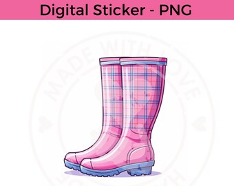 Autocollant Pink Wellies - Pink Wellies PNG - Téléchargement numérique - Fichiers PNG - PNG numérique - Autocollants planificateur - Téléchargement instantané - Clip art