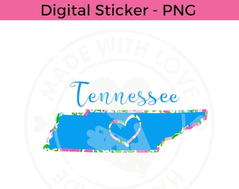 50 States Digital Sticker - Tennessee PNG - Digital Download - PNG files - Digital PNG - Planner Stickers - All 50 States - Instant Download