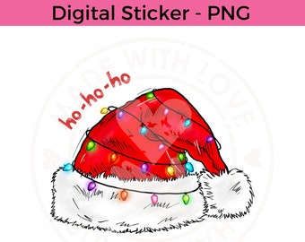 Red Santa Hat Digital Sticker - Santa Hat PNG - Digital Download - PNG files - Digital PNG - Planner Stickers - Instant Download - Clip art