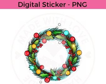 Holiday Wreath Sticker - Holiday Wreath PNG - Digital Download - PNG files - Digital PNG - Planner Stickers - Instant Download - Clip art