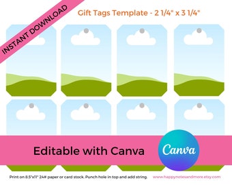 Editable Printable Gift Tag Template for Canva -  Instant Gift Tag Template - Gift Tag Template - INSTANT DOWNLOAD