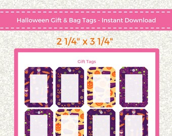 Halloween Pumpkin Tags  - Printable Gift, Bag & Holiday Tags - INSTANT DOWNLOAD