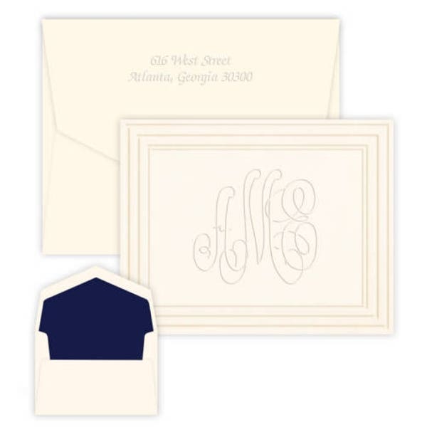 Embossed Monogram Note Cards Etsy