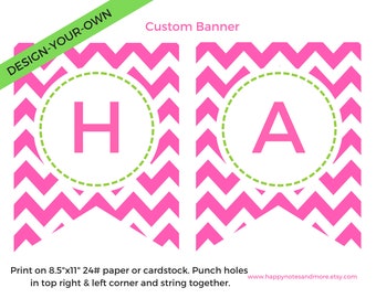 Custom Printable and Personalized Happy Birthday Banner Sign - CUSTOM FLAG BANNER - Printable Birthday Name Banner - Design-Your-Own
