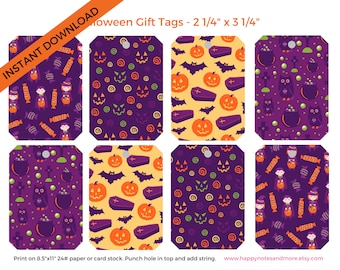 Halloween Black and Orange Tags Printable Gift Tags - INSTANT DOWNLOAD