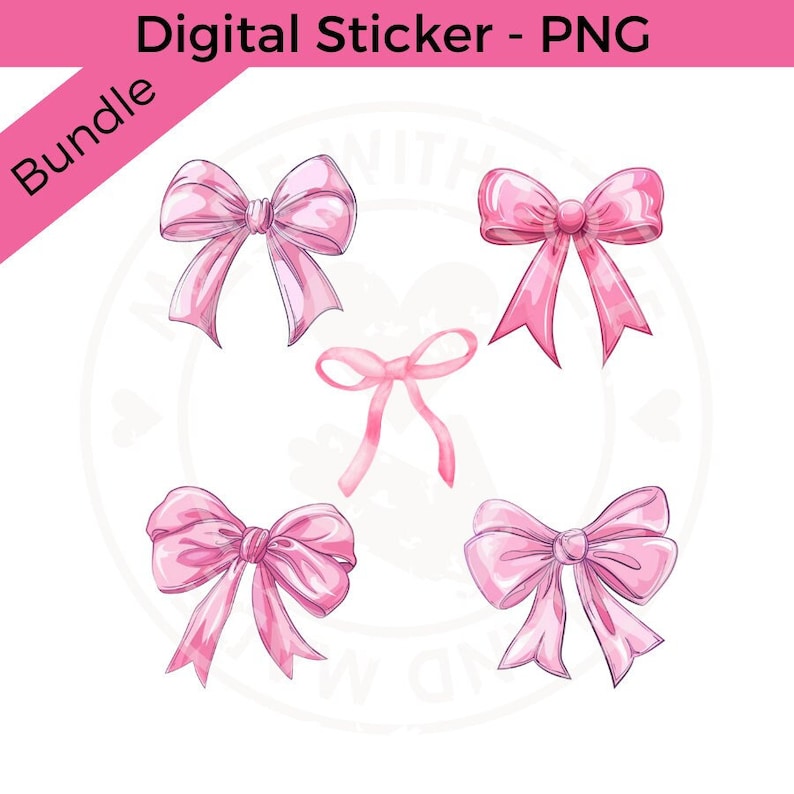 Croquette Pink Bow Bundle png Pink Bow PNG Digital Download PNG files Digital PNG Planner Stickers Instant Download image 1