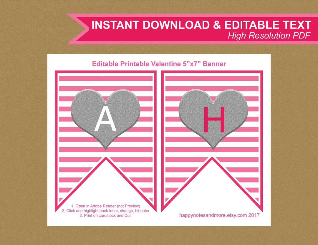 Editable Printable High Resolution Valentine 5x7 - Etsy