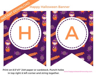 Banner imprimible de Feliz Halloween - ¡DESCARGA INSTANTE! Estandarte de Halloween, letrero de Halloween