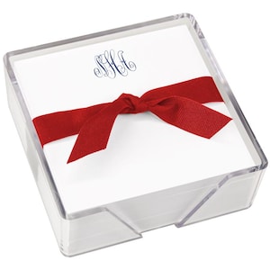 Delavan Monogram Memo Square in Lucite Holder from EMBOSSED GRAPHICS