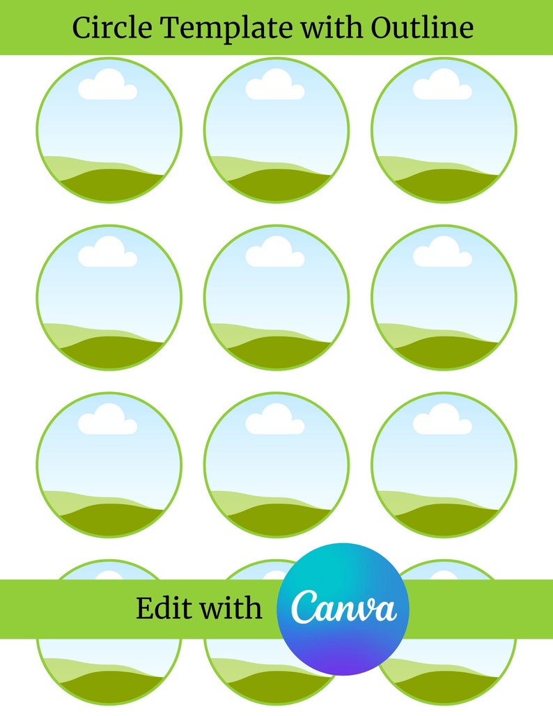 Editable Printable 2 Circle Template for Canva Instant 2 Circle Template Circle Template INSTANT DOWNLOAD 画像 1