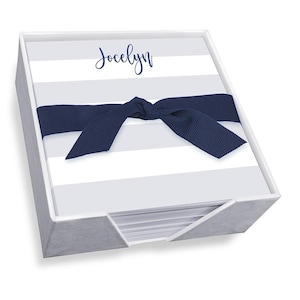 Banded Memo Square in White Linen Holder from Embossed Graphics