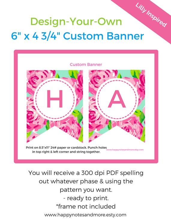 Design Your Own Custom Lilly Pulitzer Print Banner Lilly Etsy