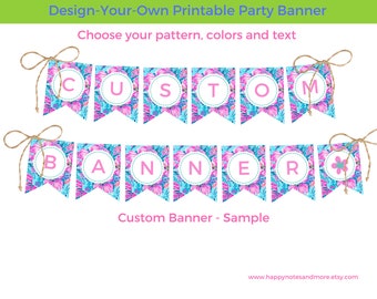 Banner imprimible de fiesta/cumpleaños - Diseñe su propio - Signo de banner de cumpleaños personalizado personalizado - BANNER DE BANDERA PERSONALIZADO - Banner de nombre imprimible