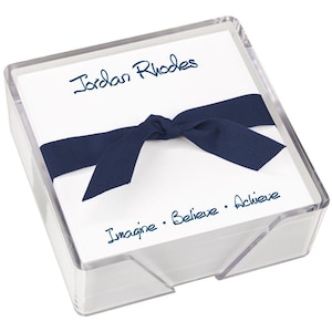 Personalized Highland Memo Square with Lucite Holder: Custom Stationery Gift