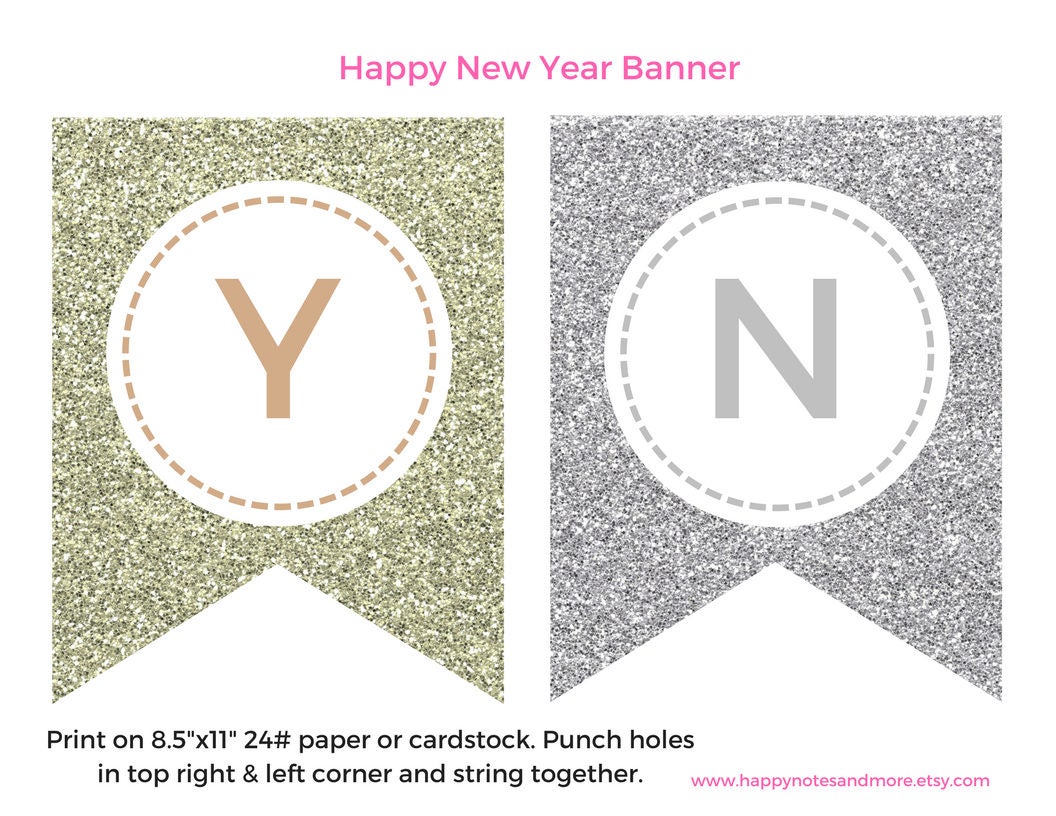 Happy New Year Printable Banner Instant Happy New Year - Etsy