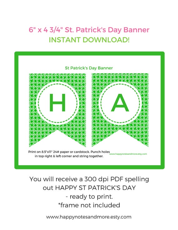 Happy St Patrick S Day Printable Banner Instant Happy Etsy